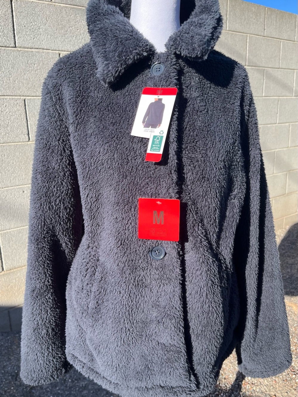 32 Degrees Heat Jacket Sun Washed Black Fuzzy Cozy
